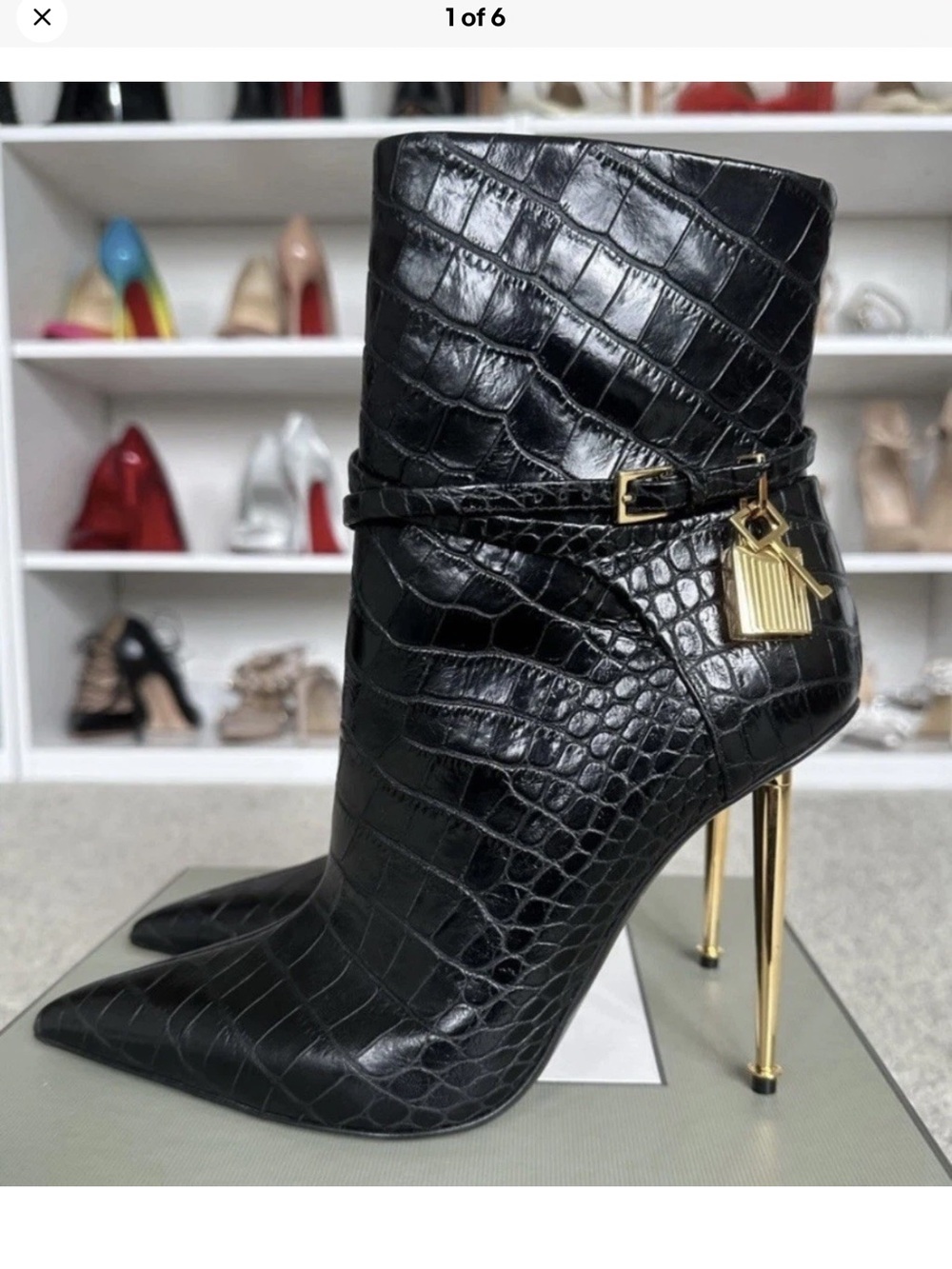 Tom Ford Padlock Croc Booties 40